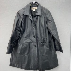 Veranesi Women's Genuine Leather Black Jacket Size 16W XL Vintage